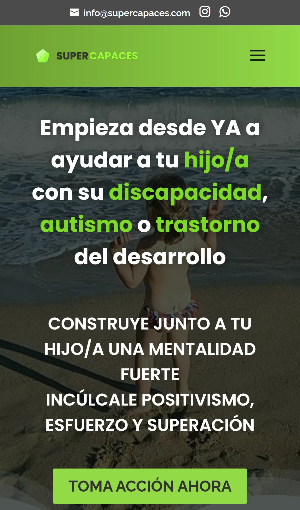 Captura móvil de la web SuperCapaces