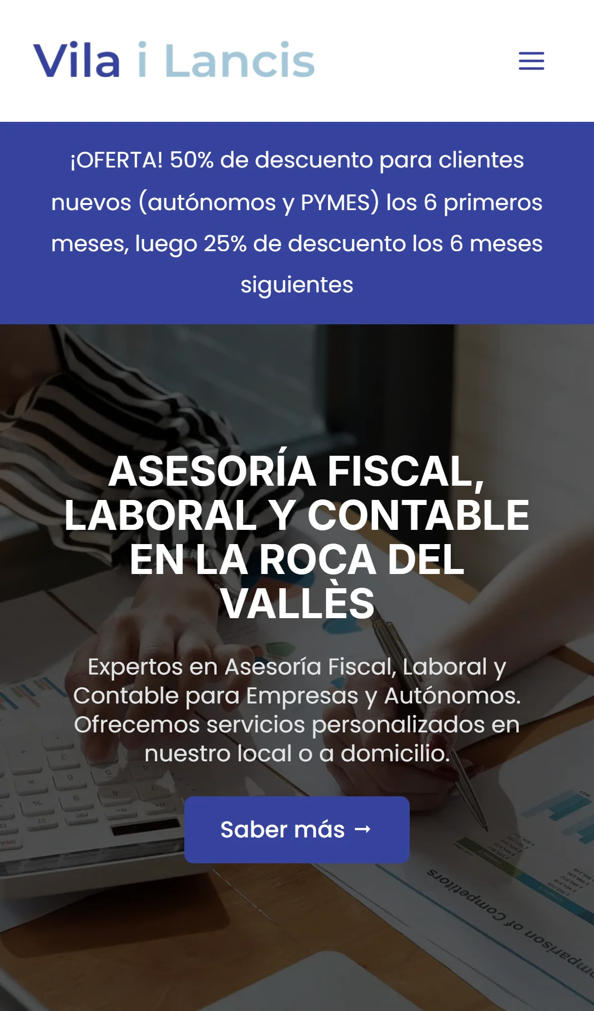 Captura móvil de la web Vila i Lancis